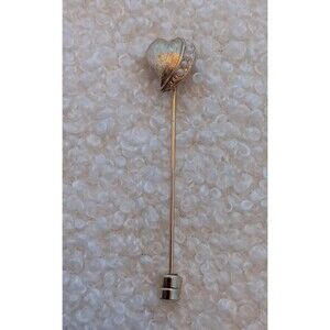 Vintage Estate Unsigned Textured Goldtone Faux Pearl Lapel Stick Pin 12 mm/2.25
